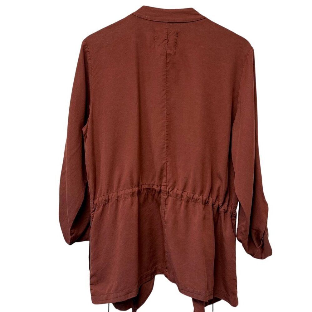 Sanctuary Womens Utility Jacket Large Rust Red Lyocell Casual Waterfall Front NW - Picture 3 of 9